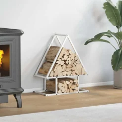 vidaXL Brandhoutrek 50x25x60 cm koudgewalst staal wit