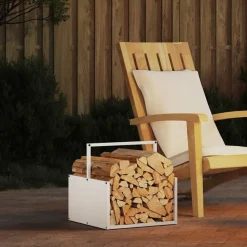 vidaXL Brandhoutrek 40x40x40 cm koudgewalst staal wit