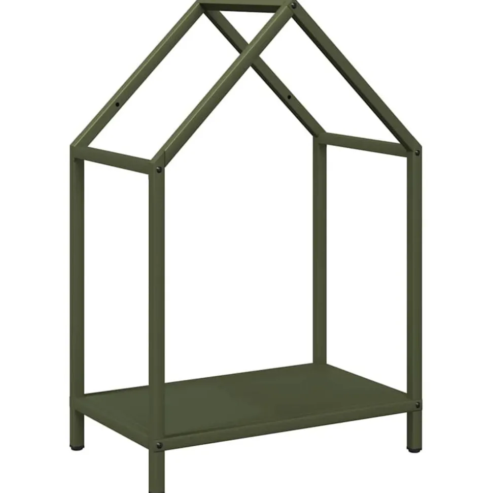 vidaXL Brandhoutrek 40x25x60 cm koudgewalst staal olijfgroen