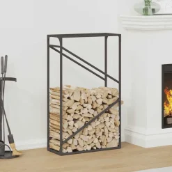 vidaXL Brandhoutrek 60x25x100 cm koudgewalst staal zwart