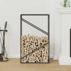 vidaXL Brandhoutrek 60x25x100 cm koudgewalst staal zwart