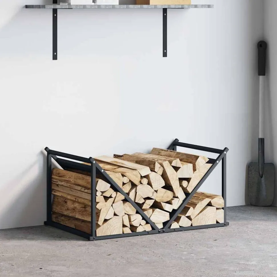 vidaXL Brandhoutrek 70x43x34,5 cm koudgewalst staal antracietkleurig