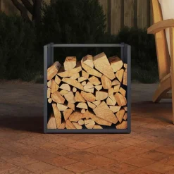 vidaXL Brandhoutrek 40x40x40 cm koudgewalst staal antracietkleurig