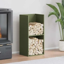 vidaXL Brandhoutrek 40x30x80 cm koudgewalst staal olijfgroen