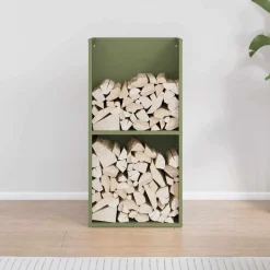 vidaXL Brandhoutrek 40x30x80 cm koudgewalst staal olijfgroen