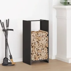vidaXL Brandhoutrek 40x30x80 cm koudgewalst staal zwart