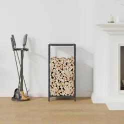 vidaXL Brandhoutrek 34x25x70 cm koudgewalst staal antracietkleurig