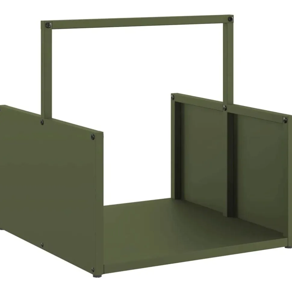 vidaXL Brandhoutrek 40x40x40 cm koudgewalst staal olijfgroen