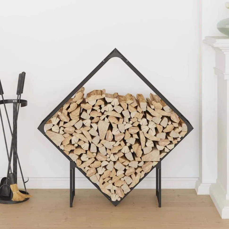 vidaXL Brandhoutrek 100x25x100 cm koudgewalst staal zwart