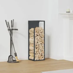 vidaXL Brandhoutrek 25x25x80 cm koudgewalst staal antracietkleurig