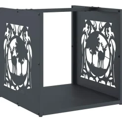 vidaXL Brandhoutrek 40x40x40 cm koudgewalst staal antracietkleurig