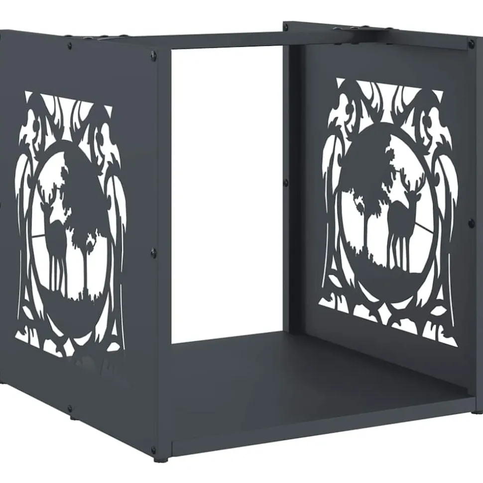 vidaXL Brandhoutrek 40x40x40 cm koudgewalst staal antracietkleurig
