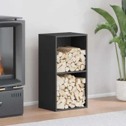 vidaXL Brandhoutrek 40x30x75 cm koudgewalst staal zwart