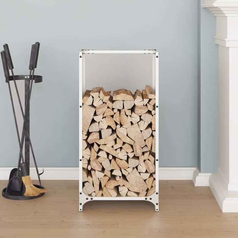 vidaXL Brandhoutrek 40x30x80 cm koudgewalst staal wit