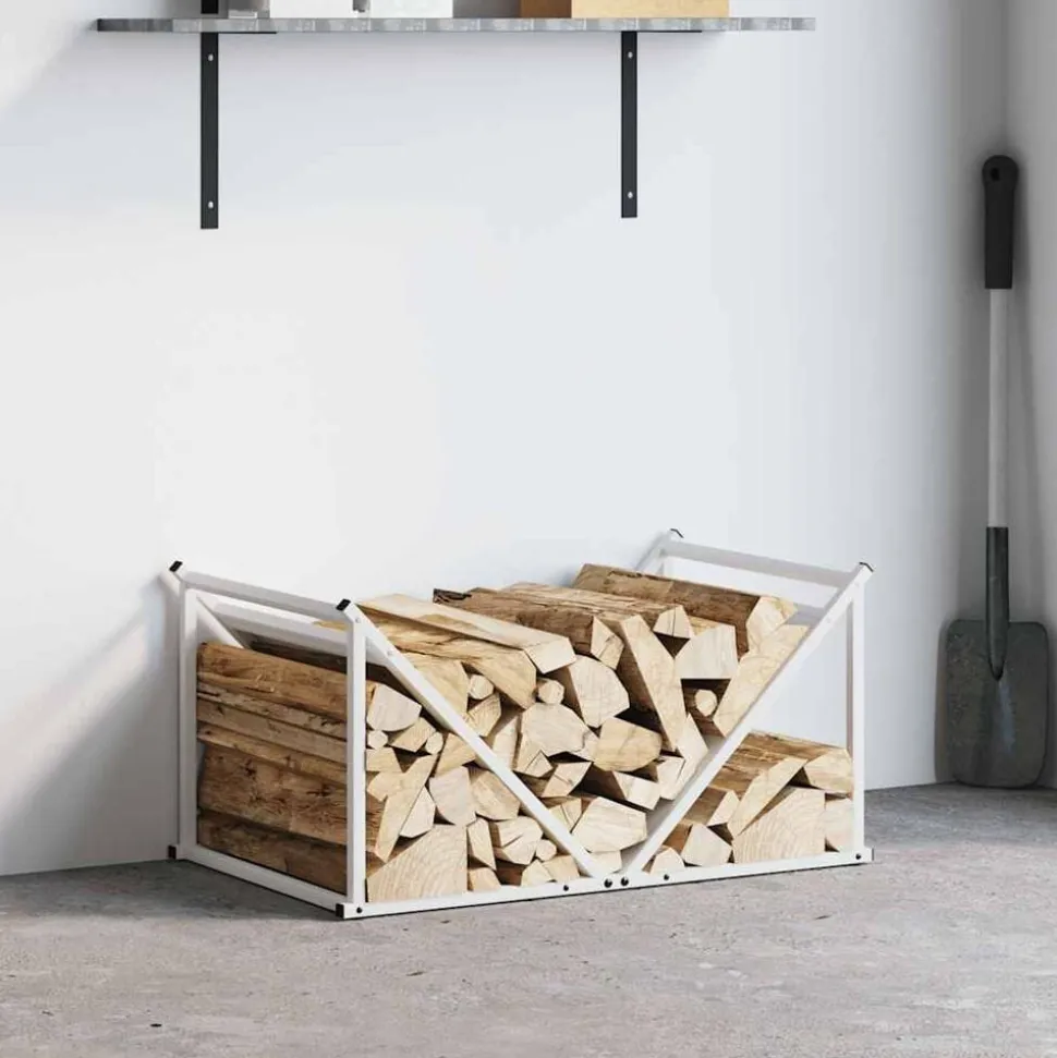 vidaXL Brandhoutrek 70x43x34,5 cm koudgewalst staal wit