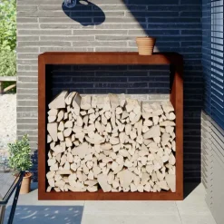 vidaXL Brandhoutrek 100x40x100 cm weervast staal
