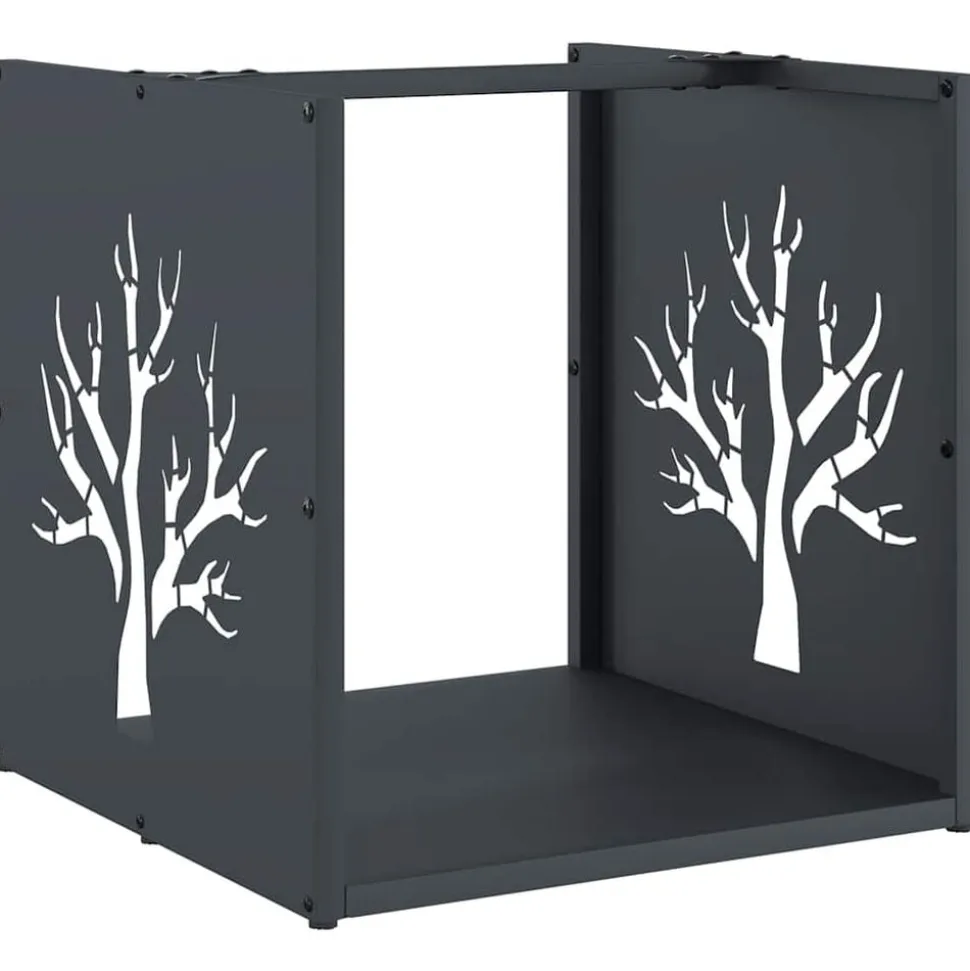 vidaXL Brandhoutrek 40x40x40 cm koudgewalst staal antracietkleurig