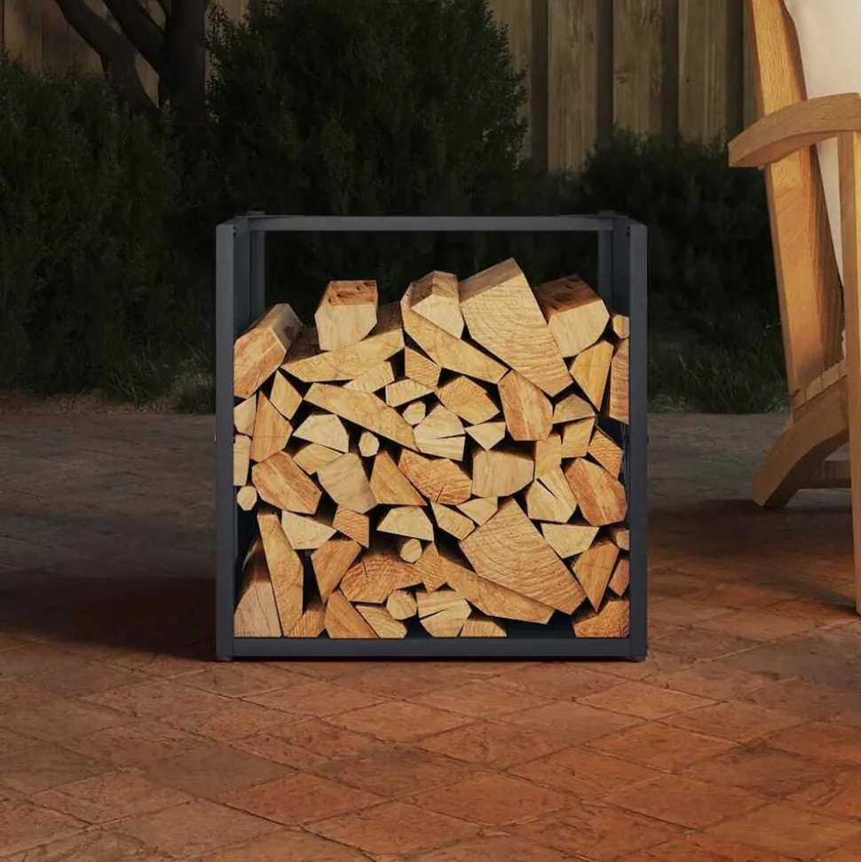 vidaXL Brandhoutrek 40x40x40 cm koudgewalst staal antracietkleurig