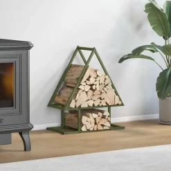 vidaXL Brandhoutrek 50x25x60 cm koudgewalst staal olijfgroen