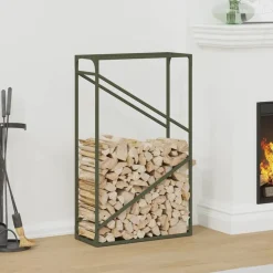 vidaXL Brandhoutrek 60x25x100 cm koudgewalst staal olijfgroen