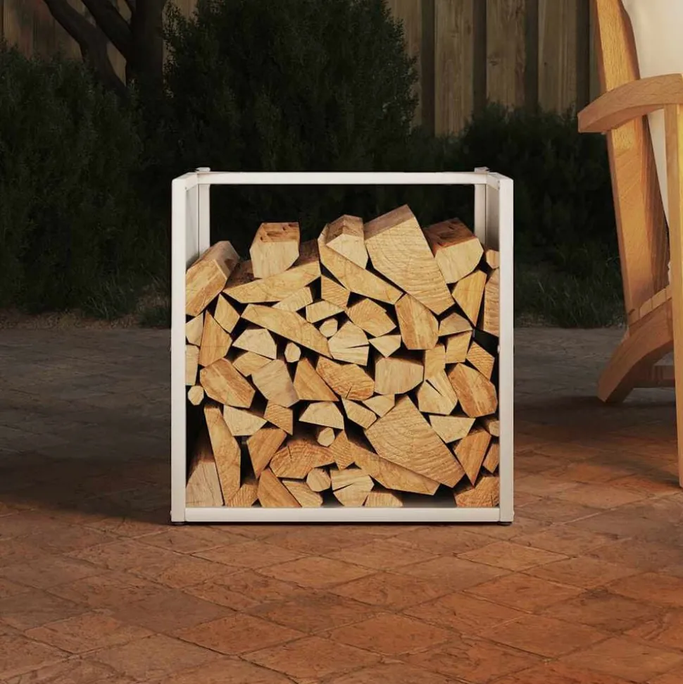 vidaXL Brandhoutrek 40x40x40 cm koudgewalst staal wit