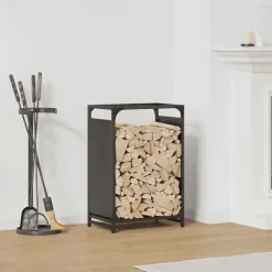vidaXL Brandhoutrek 44x28x65 cm koudgewalst staal zwart