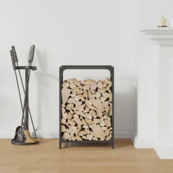 vidaXL Brandhoutrek 44x28x65 cm koudgewalst staal zwart
