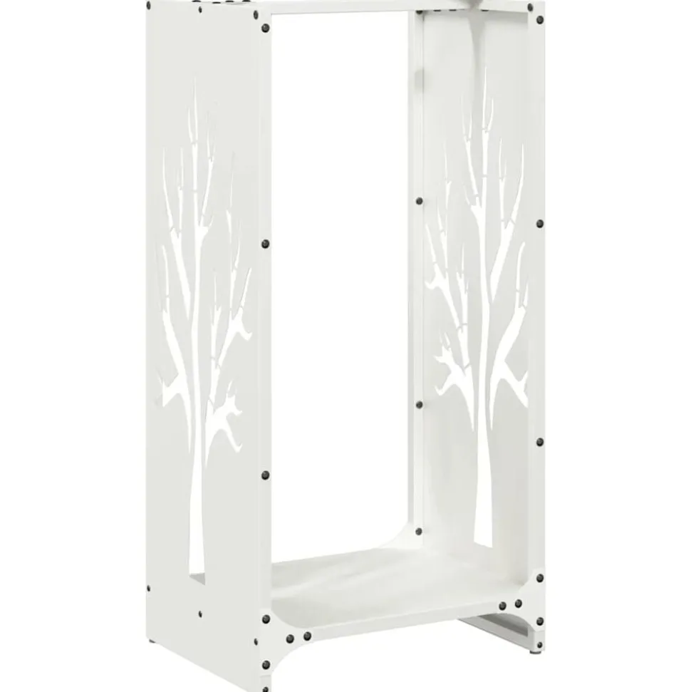 vidaXL Brandhoutrek 40x30x80 cm koudgewalst staal wit