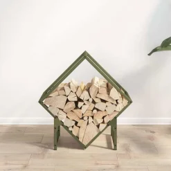 vidaXL Brandhoutrek 50x25x50 cm koudgewalst staal olijfgroen