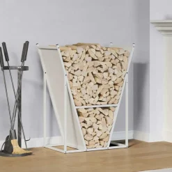 vidaXL Brandhoutrek 69,5x35x81 cm koudgewalst staal wit