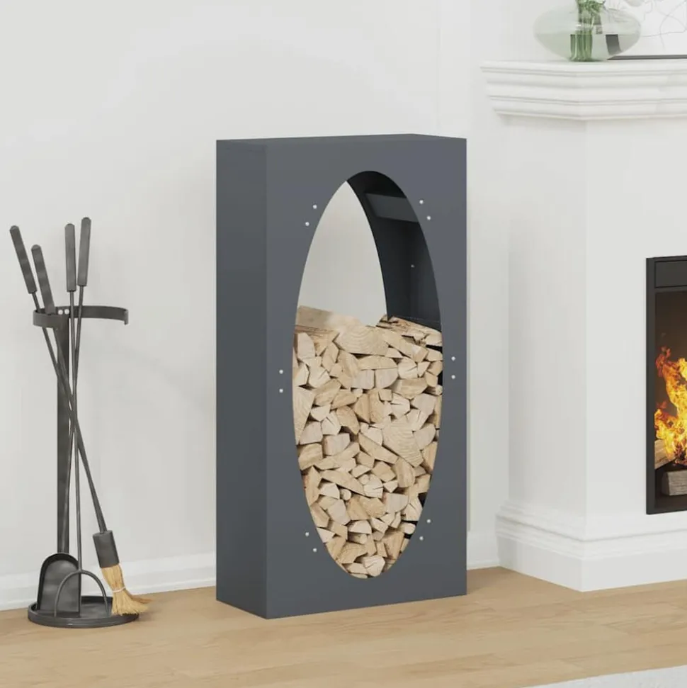 vidaXL Brandhoutrek 50x23x100 cm koudgewalst staal antracietkleurig