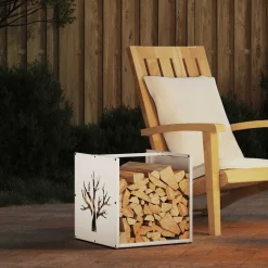 vidaXL Brandhoutrek 40x40x40 cm koudgewalst staal wit