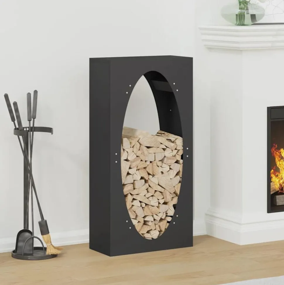 vidaXL Brandhoutrek 50x23x100 cm koudgewalst staal zwart