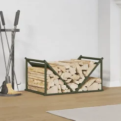 vidaXL Brandhoutrek 70x43x34,5 cm koudgewalst staal olijfgroen