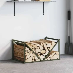 vidaXL Brandhoutrek 70x43x34,5 cm koudgewalst staal olijfgroen