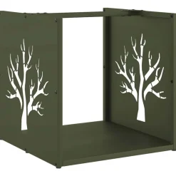 vidaXL Brandhoutrek 40x40x40 cm koudgewalst staal olijfgroen