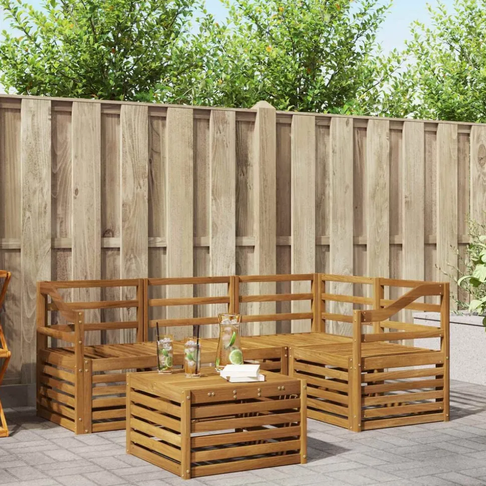 vidaXL Buiten bankenset 5 pcs Naturel Massief Acaciahout