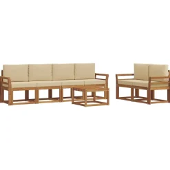vidaXL Buiten bankenset 7 pcs Natuurlijk en Beige Massief Acaciahout