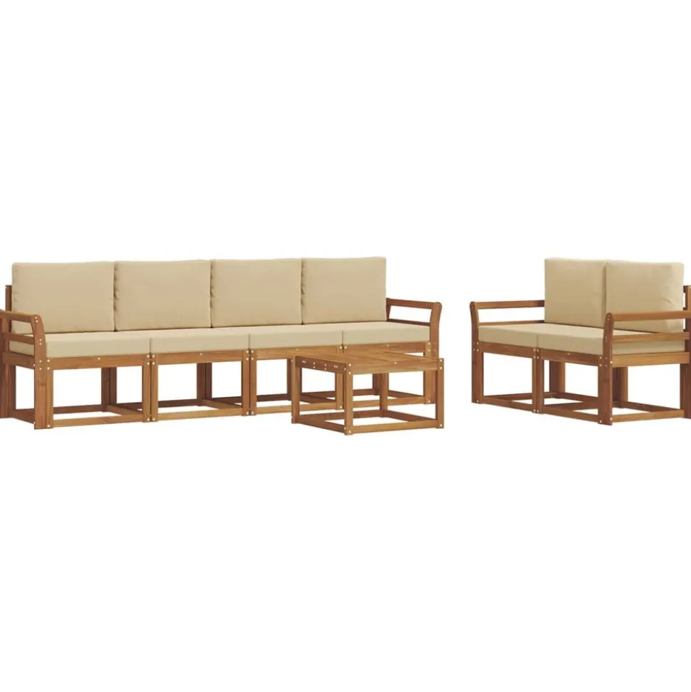 vidaXL Buiten bankenset 7 pcs Natuurlijk en Beige Massief Acaciahout