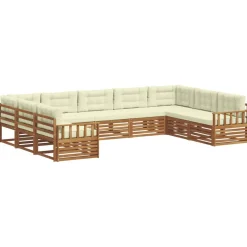 vidaXL Buiten bankenset 9 pcs Natuurlijk en Crème Massief Acaciahout
