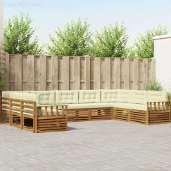 vidaXL Buiten bankenset 9 pcs Natuurlijk en Crème Massief Acaciahout