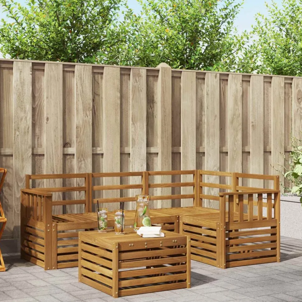vidaXL Buiten bankenset 5 pcs Naturel Massief Acaciahout