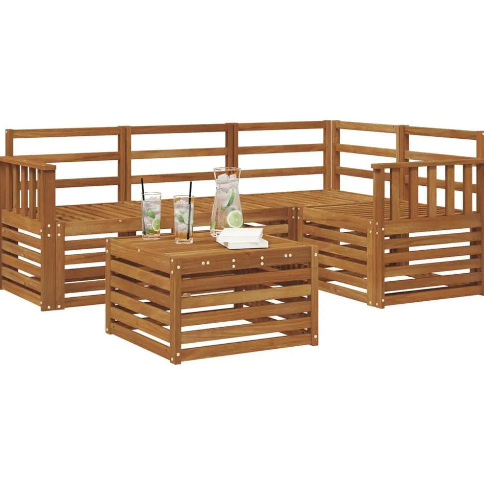 vidaXL Buiten bankenset 5 pcs Naturel Massief Acaciahout