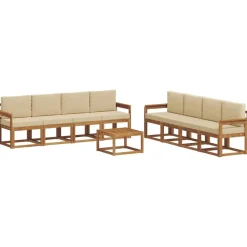 vidaXL Buiten bankenset 9 pcs Natuurlijk en Beige Massief Acaciahout