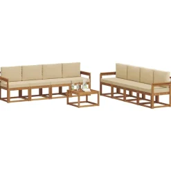 vidaXL Buiten bankenset 9 pcs Natuurlijk en Beige Massief Acaciahout