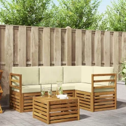 vidaXL Buiten bankenset 5 pcs Natuurlijk en Crème Massief Acaciahout