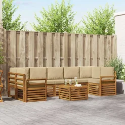 vidaXL Buiten bankenset 8 pcs Natuurlijk en Beige Massief Acaciahout