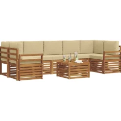 vidaXL Buiten bankenset 8 pcs Natuurlijk en Beige Massief Acaciahout