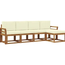 vidaXL Buiten bankenset 5 pcs Natuurlijk en Crème Massief Acaciahout