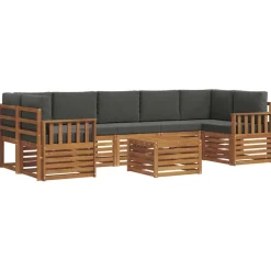 vidaXL Buiten bankenset met kussen 8 pcs Natuurlijk en Antraciet